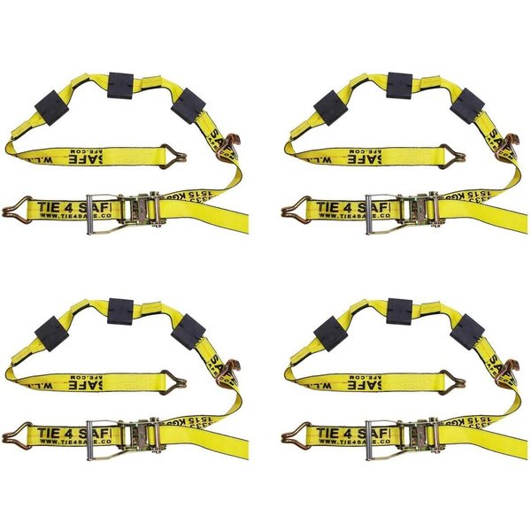 Tie 4 Safe 2" x 10' Auto Transport Tie Down w/ J Hooks
WLL: 3,333 lbs, PK4 RT51-510-W5-4